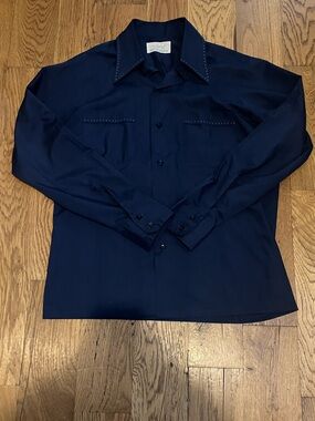 Matt Andrews Vintage Button Down Shirt Men's M Medium Permanent Press Blue